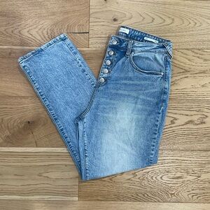 Cleo + Wolf  high-waist ankle straight jeans with button fly